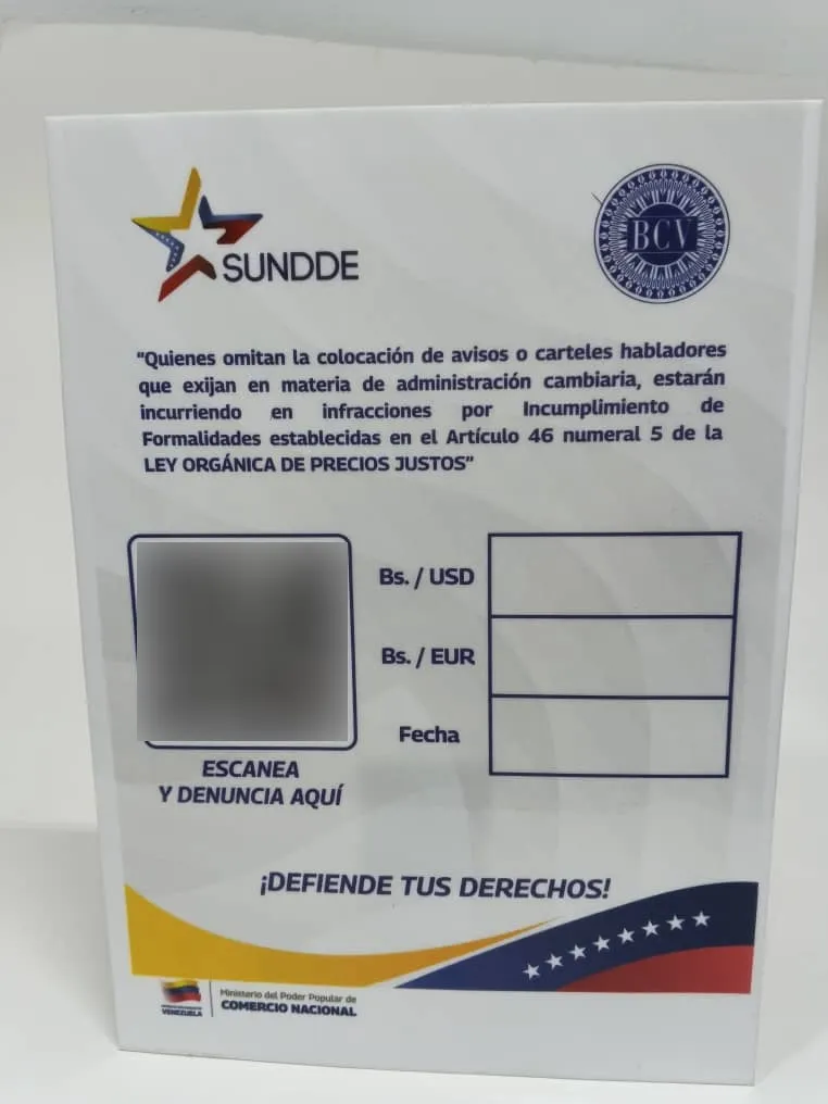 Aviso Acrilico Sublimado Tamaño Carta
