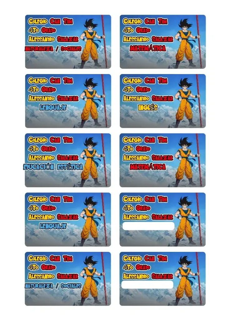 [10EE85] 10 Etiquetas Escolares 8x5