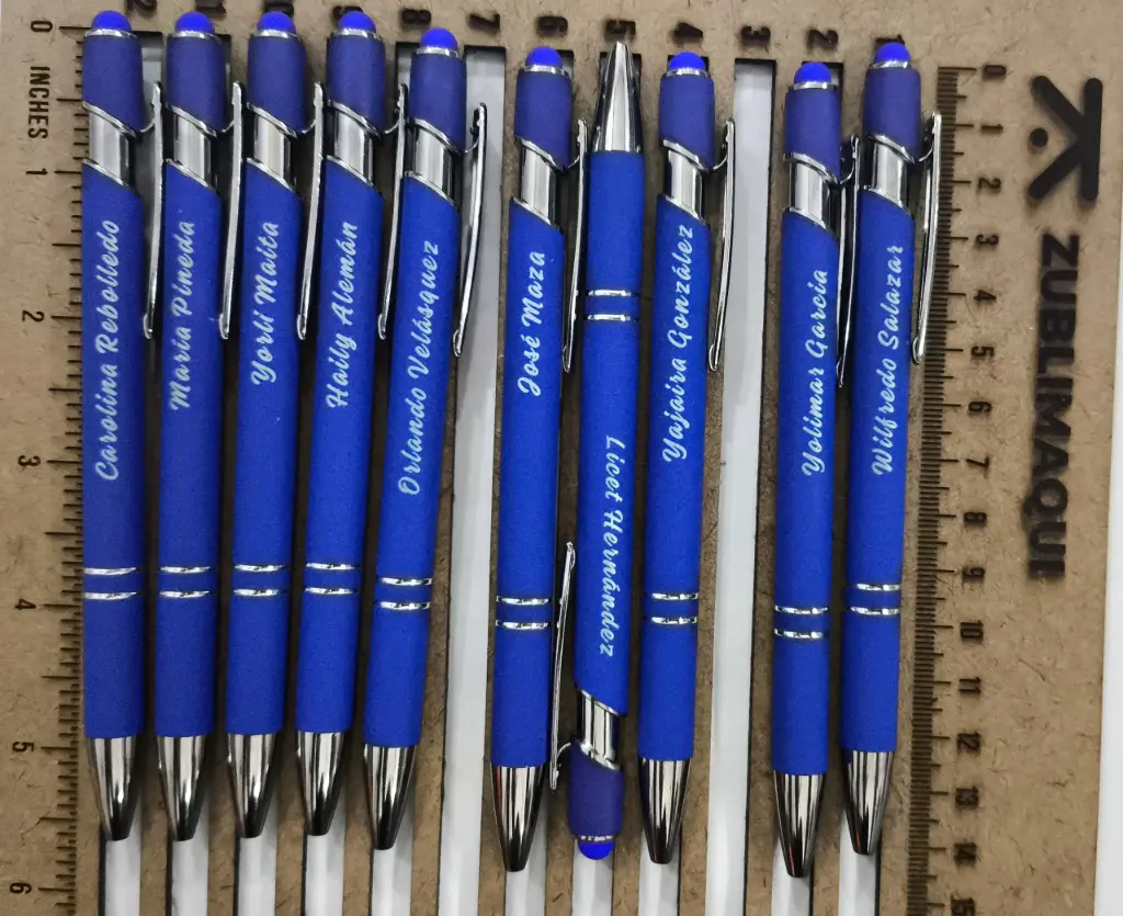 [BTSSAG-NEGRO] Boligrafo Touch Screen Silicone de aluminio Grabado (Negro)